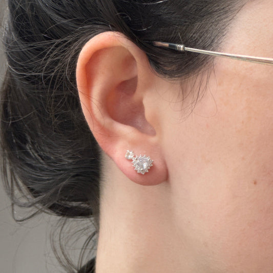 Brinco Coração em Prata 925 com Zircônias