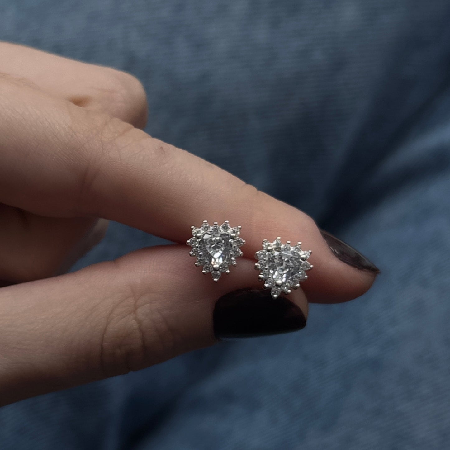 Brinco Coração em Prata 925 com Zircônias