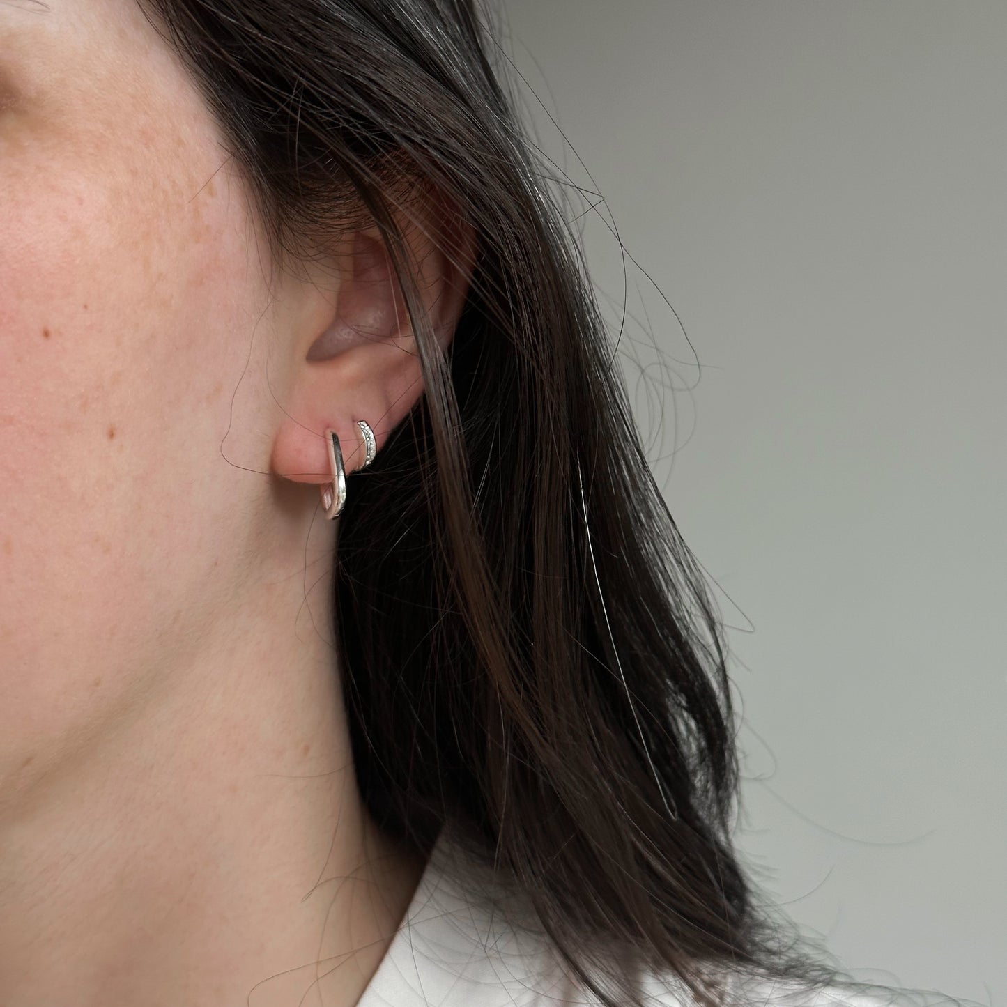 Argola Retangular Lisa 14mm e 12mm em Prata 925