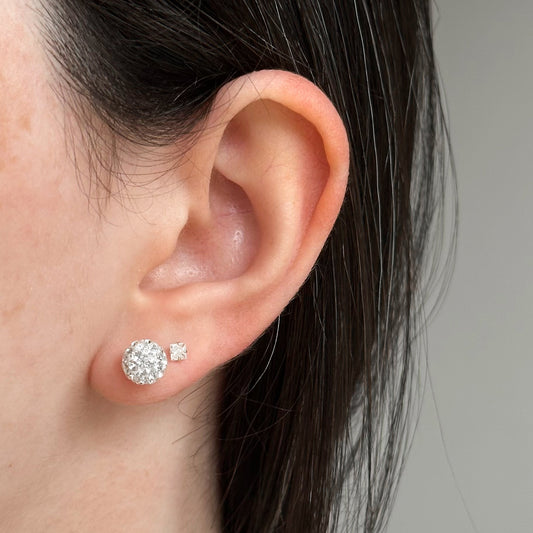 Brinco Redondo com Strass 8mm em Prata 925