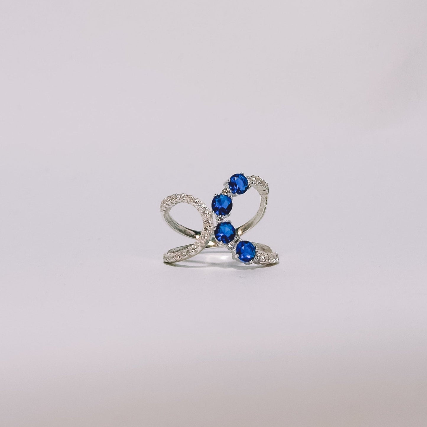 Anel Nébula Azul em Prata 925 Cravejado de Zircônias