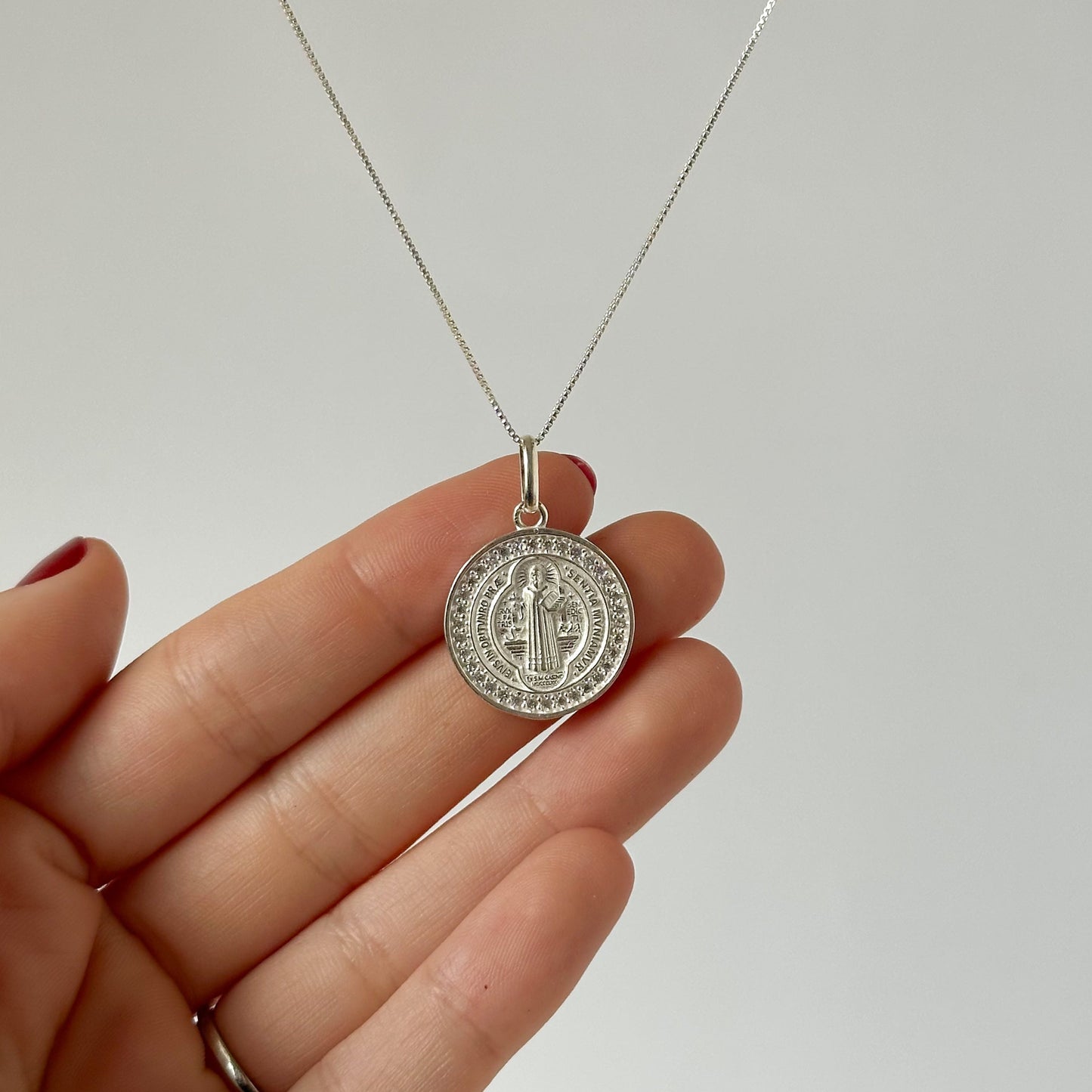Colar Medalha São Bento em Prata 925