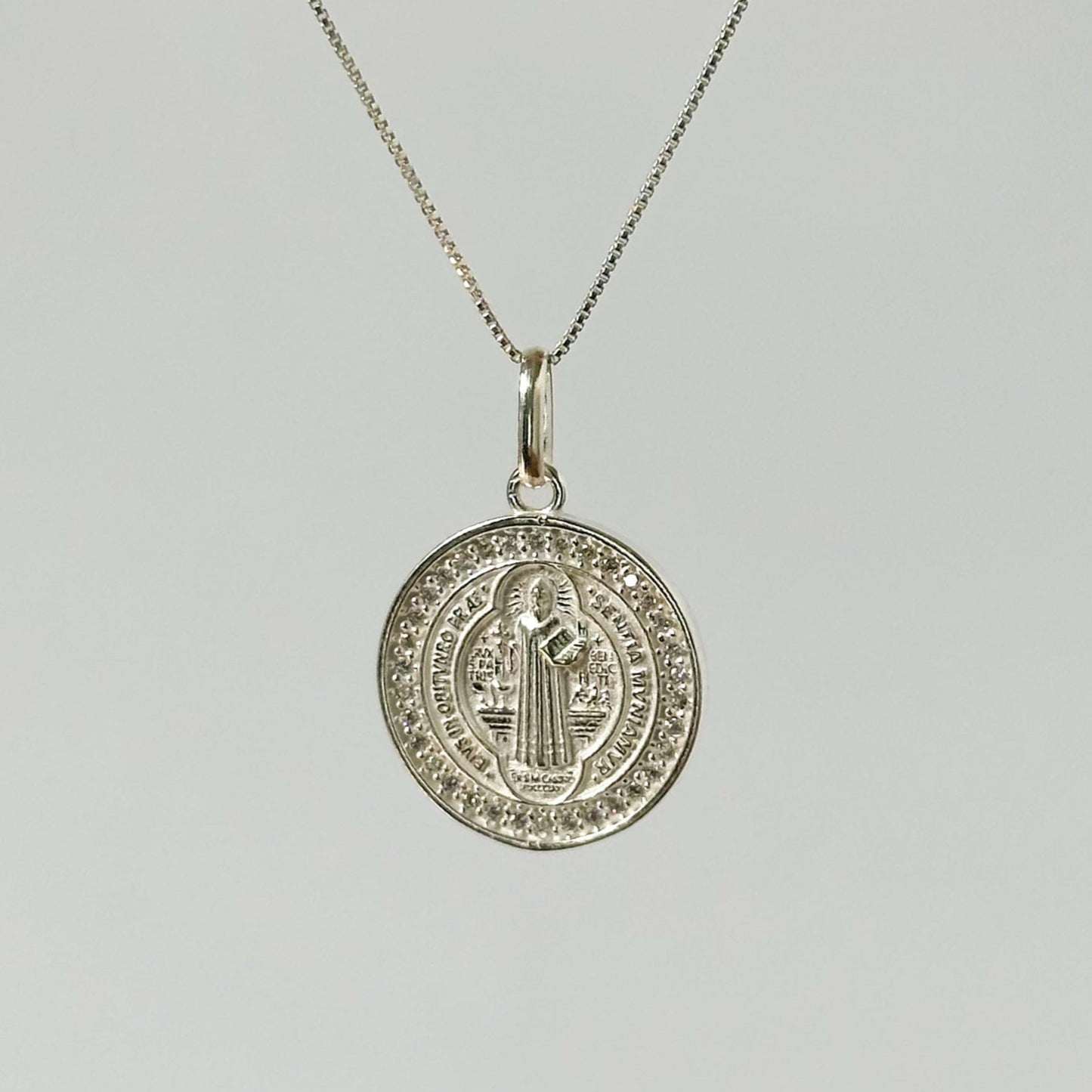 Colar Medalha São Bento em Prata 925
