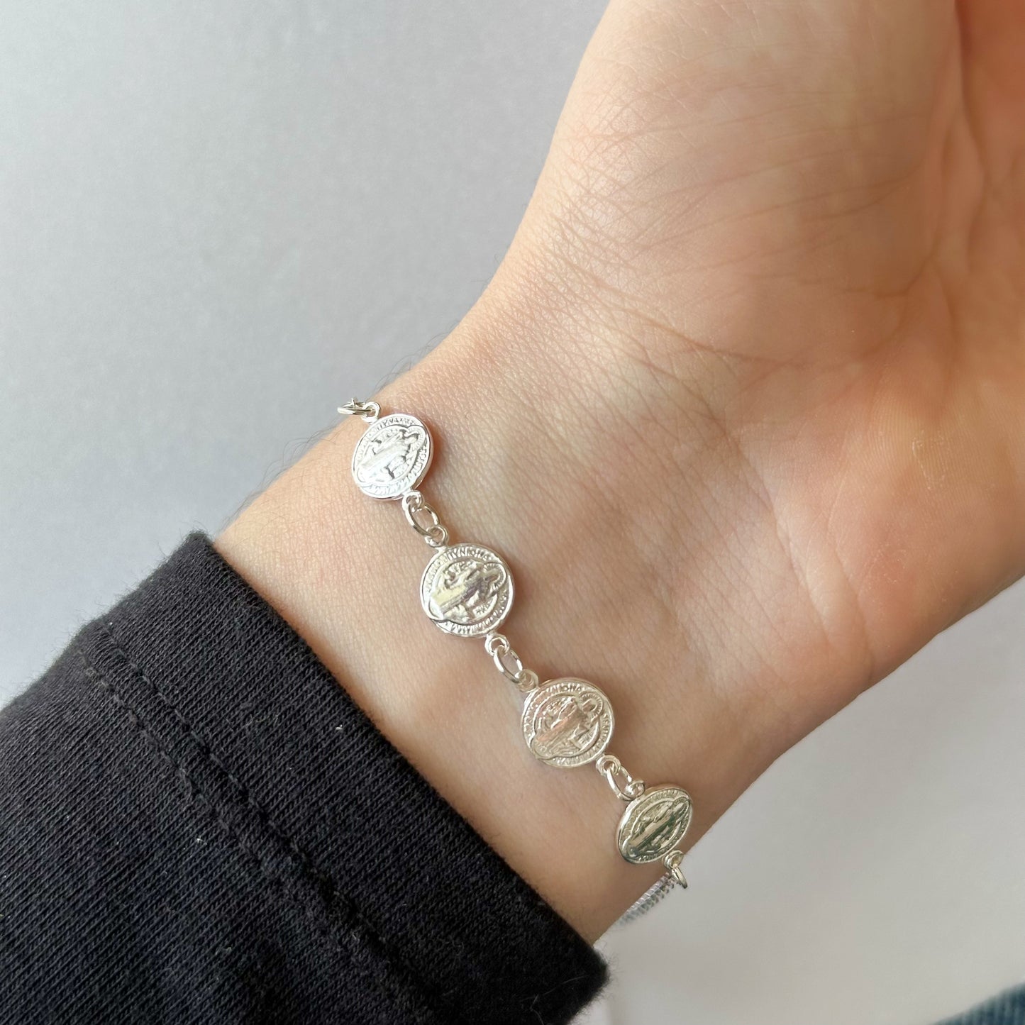 Pulseira São Bento Proteção Contínua em Prata 925