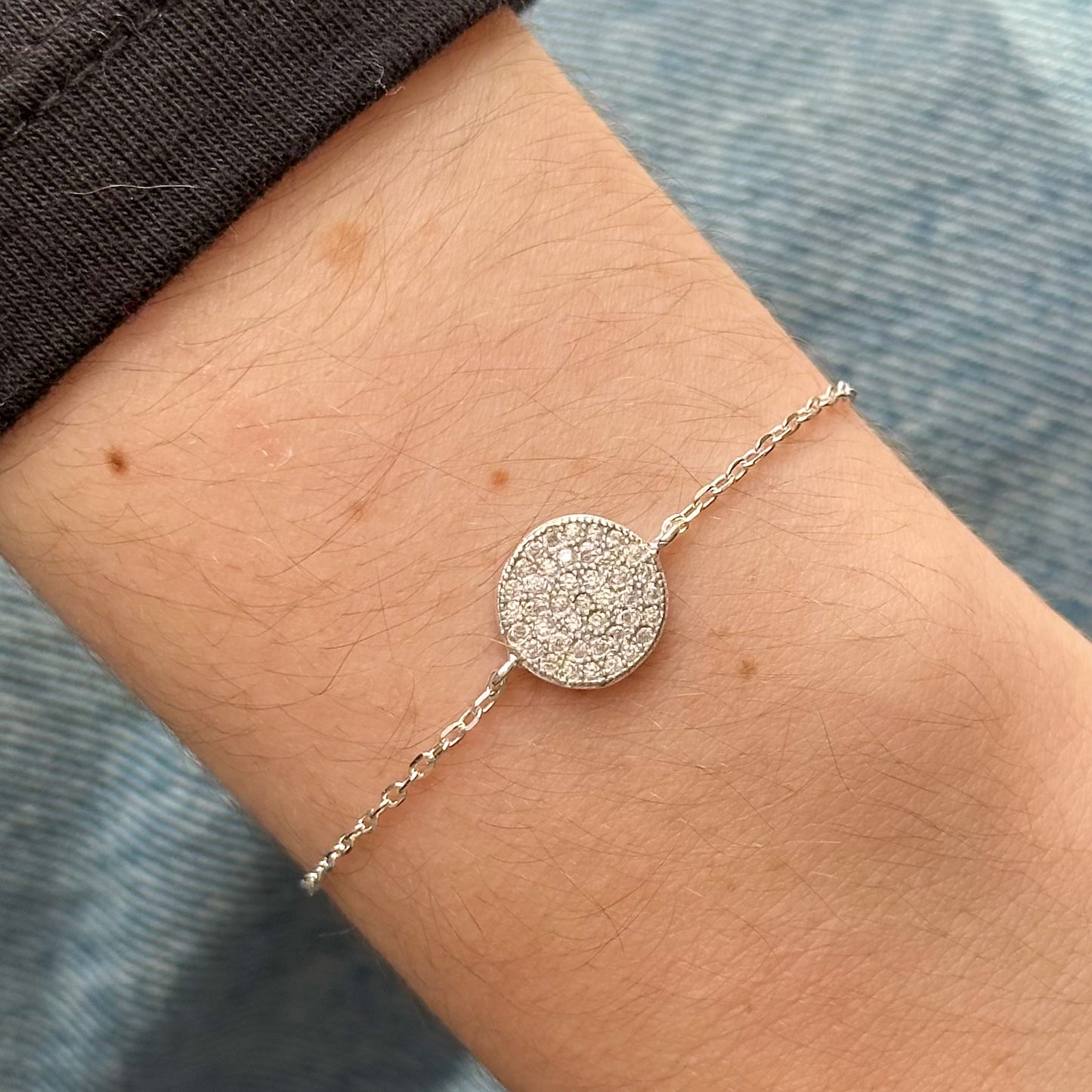Pulseira Solar em Prata 925 Cravejado de Zircônias
