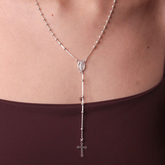Colar Terço Nossa Senhora em Prata 925