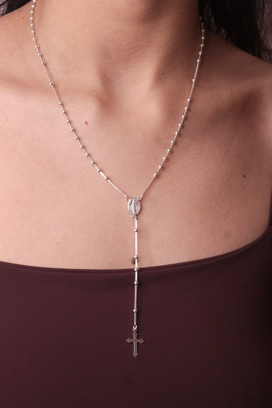 Colar Terço Nossa Senhora em Prata 925