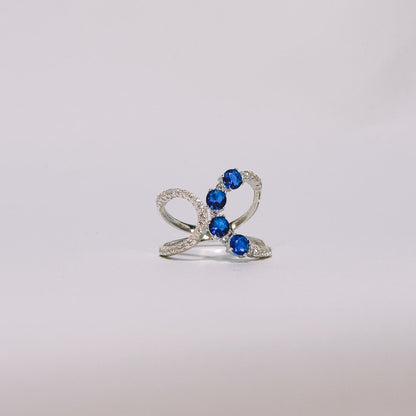Anel Nébula Azul em Prata 925 Cravejado de Zircônias