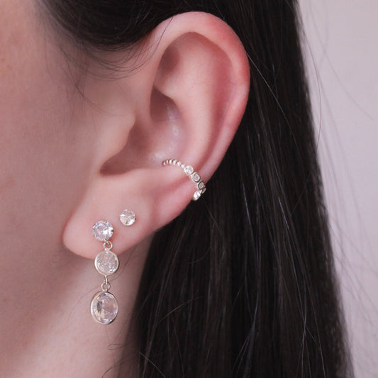 Piercing Fake Pipoca em Prata 925 com Cravejado de Zircônias