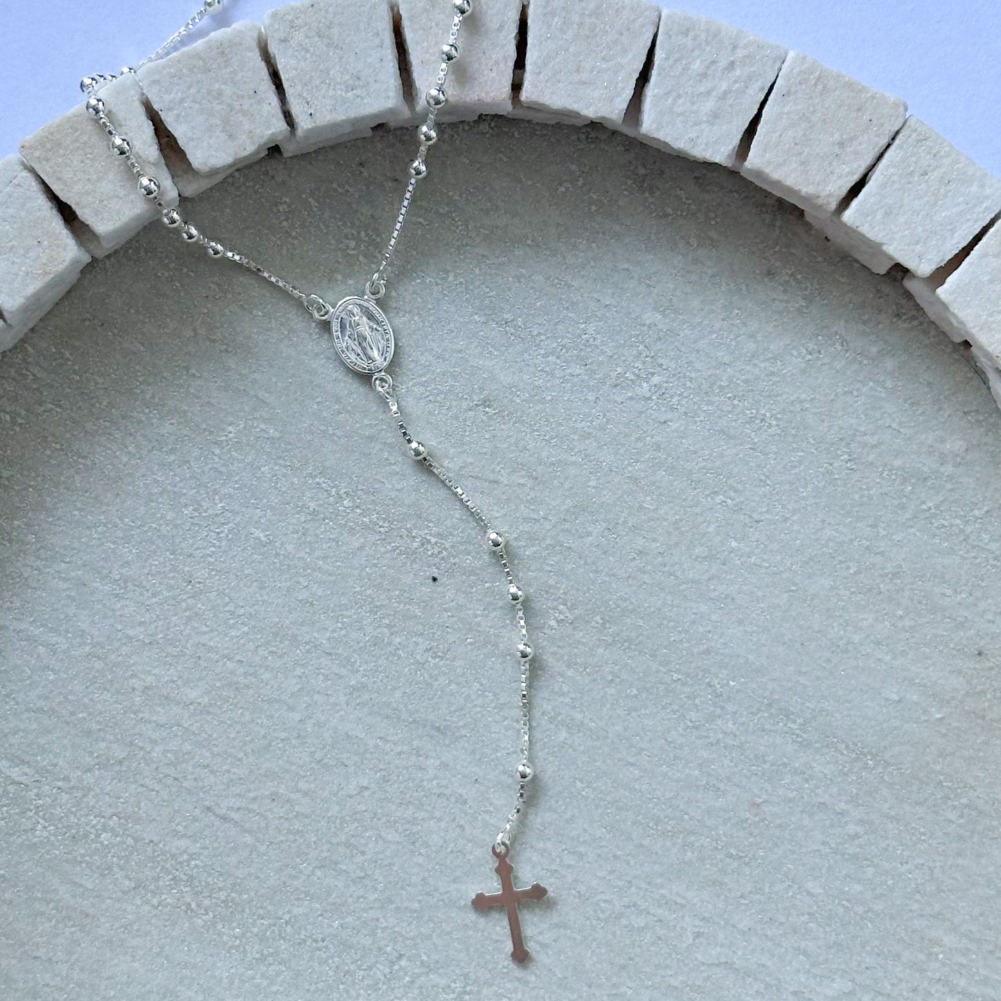 Colar Terço Nossa Senhora em Prata 925