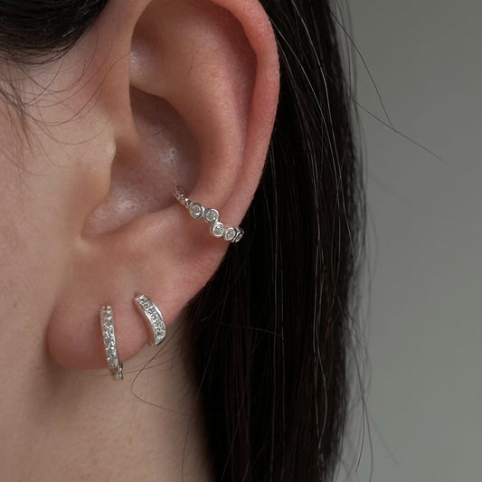 Piercing Fake Pipoca em Prata 925 com Cravejado de Zircônias