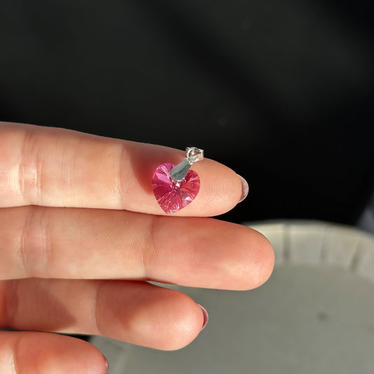 Pingente Coração Rosa em Prata 925