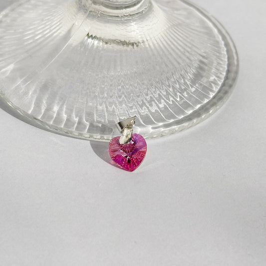 Pingente Coração Rosa em Prata 925