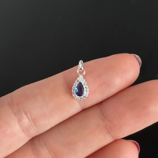 Pingente Gota Elegance Azul em Prata 925 Cravejado de Zircônias