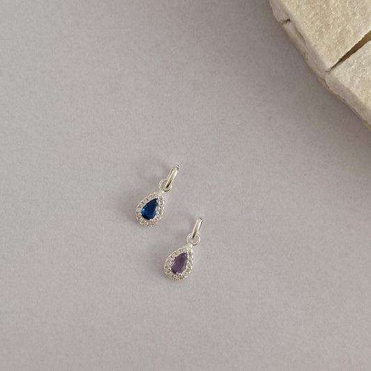 Pingente Gota Elegance Azul em Prata 925 Cravejado de Zircônias