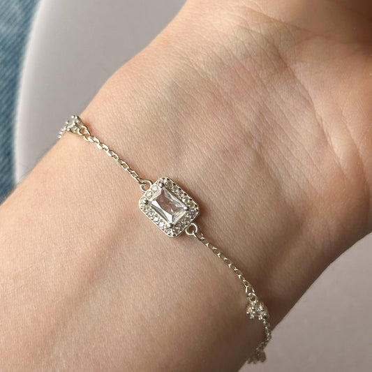 Pulseira Luar em Prata 925 Cravejado de Zircônias