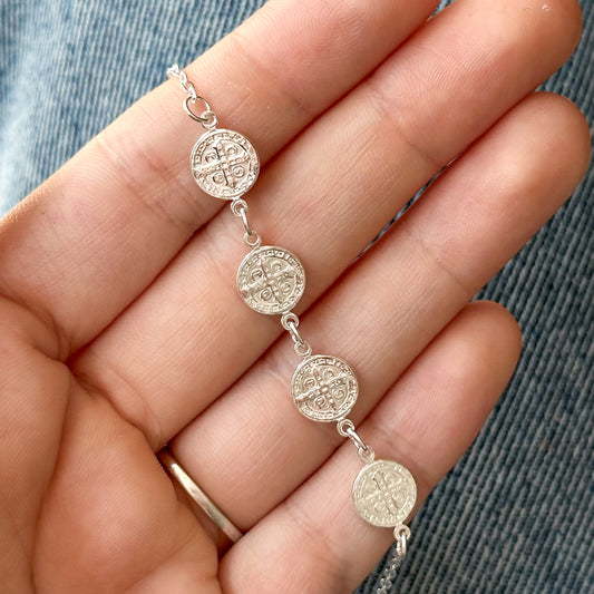 Pulseira São Bento Proteção Contínua em Prata 925