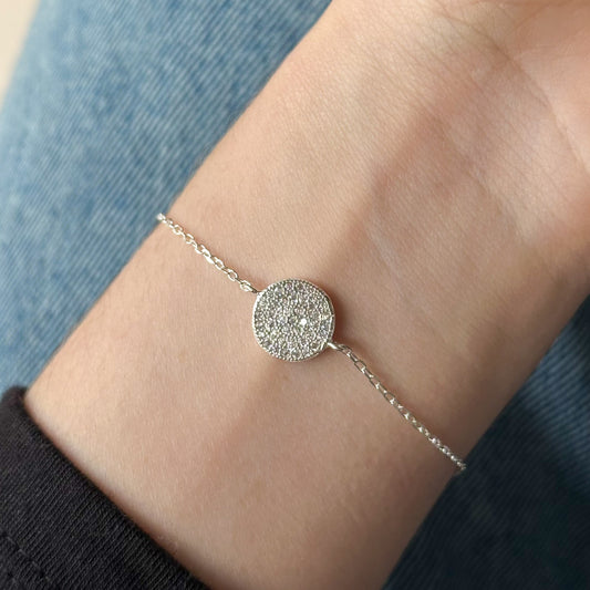 Pulseira Solar em Prata 925 Cravejado de Zircônias