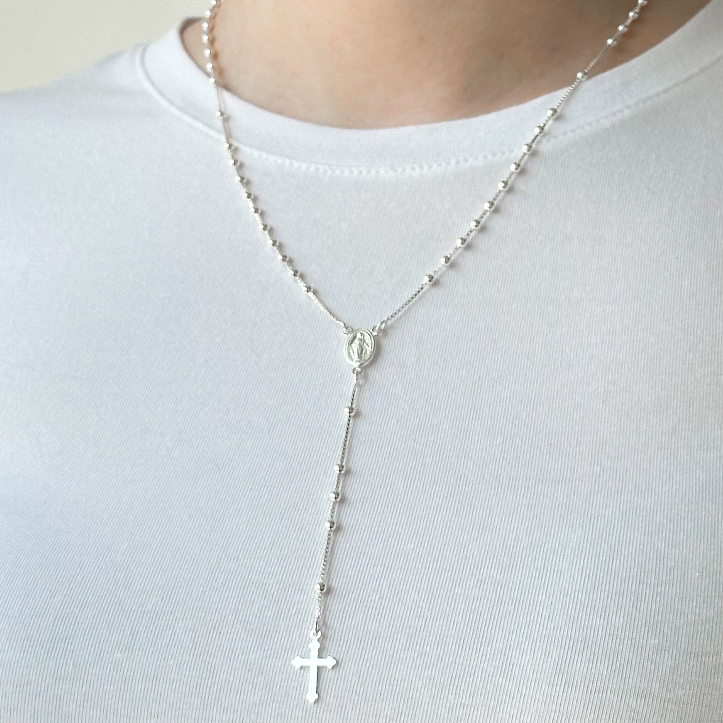 Colar Terço Nossa Senhora em Prata 925