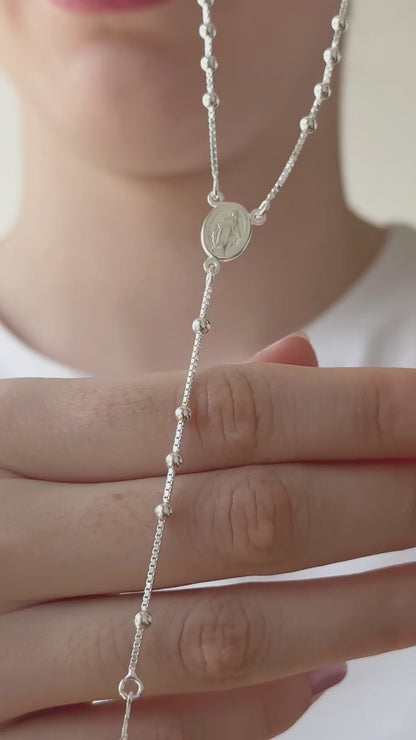 Colar Terço Nossa Senhora em Prata 925